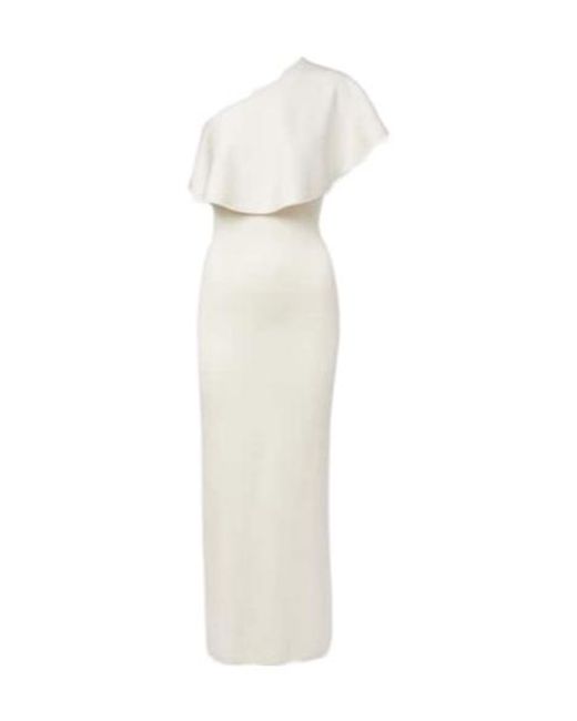 Altuzarra White Vivi Ruffled One-Shoulder Gown