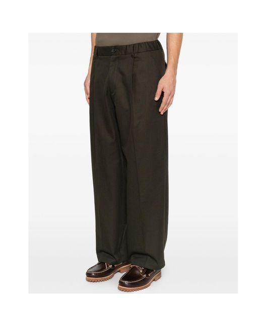 Herno Gray Pleated Wide-Leg Trousers for men