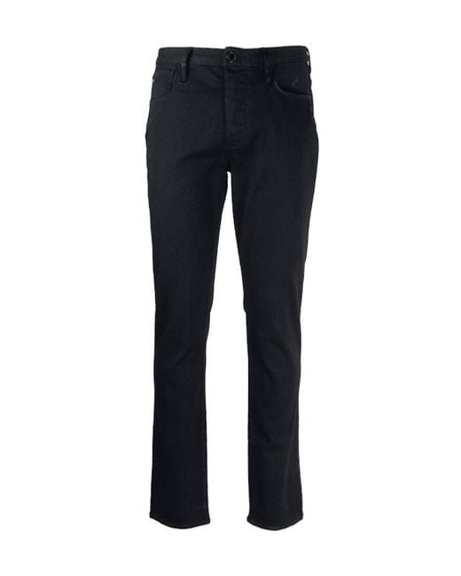 Emporio Armani Blue Logo Plaque Slim-Fit Jeans for men