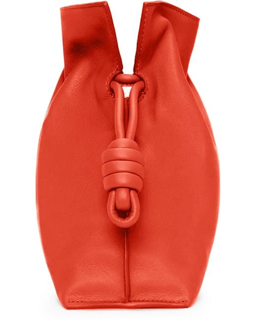 Loewe Red Smooth Leather Bucket Clutch