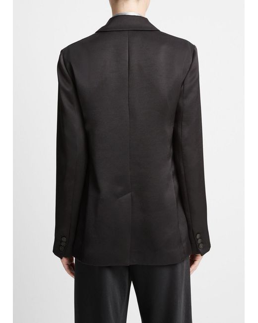 Vince Black Single-Breasted Satin Blazer