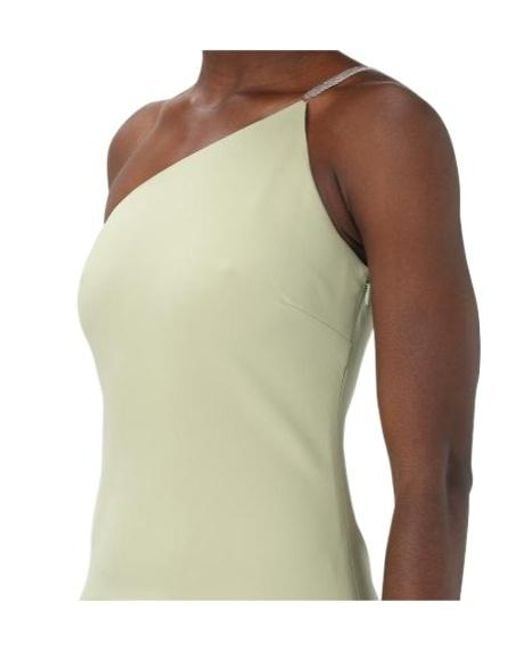 Staud Green Elodie One-Shoulder Maxi Dress