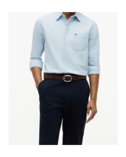 Tommy Hilfiger Blue Button-Down Chest-Pocket Shirt for men