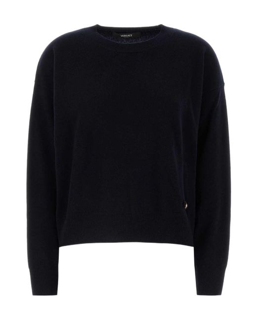 Versace Black Logo-Plaque Crewneck Jumper
