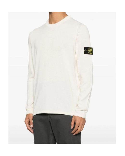 Stone Island Natural Logo Patch Crewneck Jumper for men