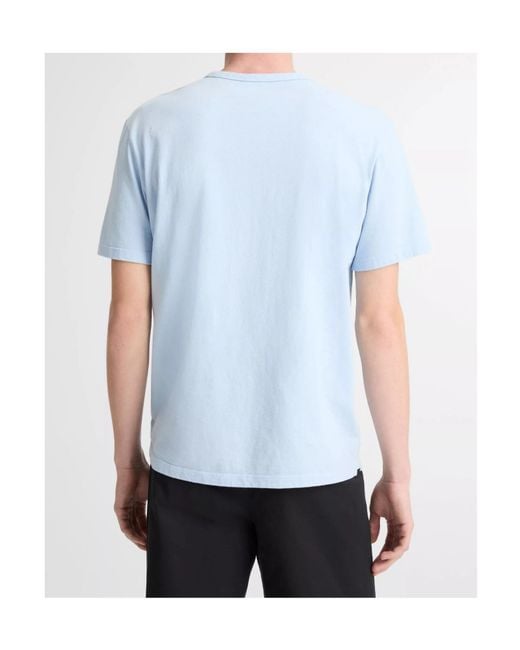 Vince Blue Garment Dye Cotton T-Shirt for men