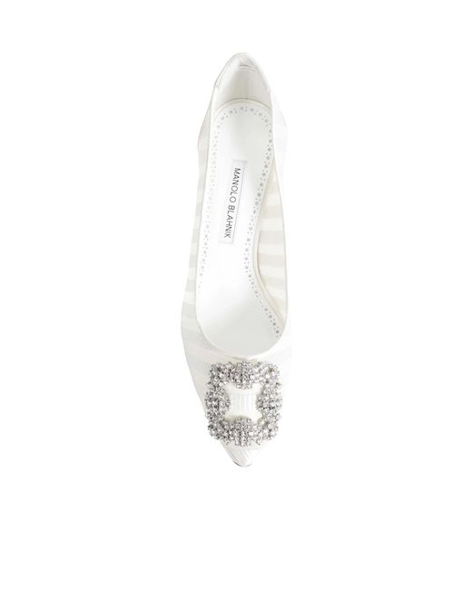 Manolo Blahnik White Pointed-Toe High Heels