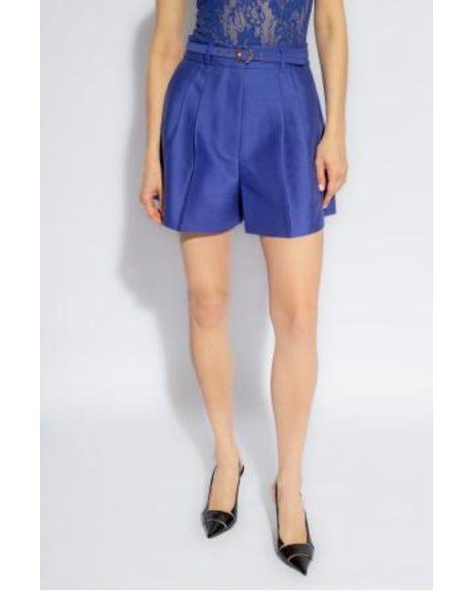 Zimmermann Blue Belted High-Waisted Shorts