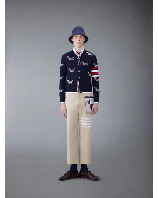 Thom Browne Natural 4-Bar Striped Straight-Leg Trousers for men