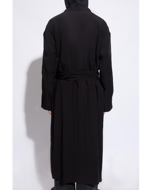Balenciaga Black Belted Mid-Length Trench Coat for men