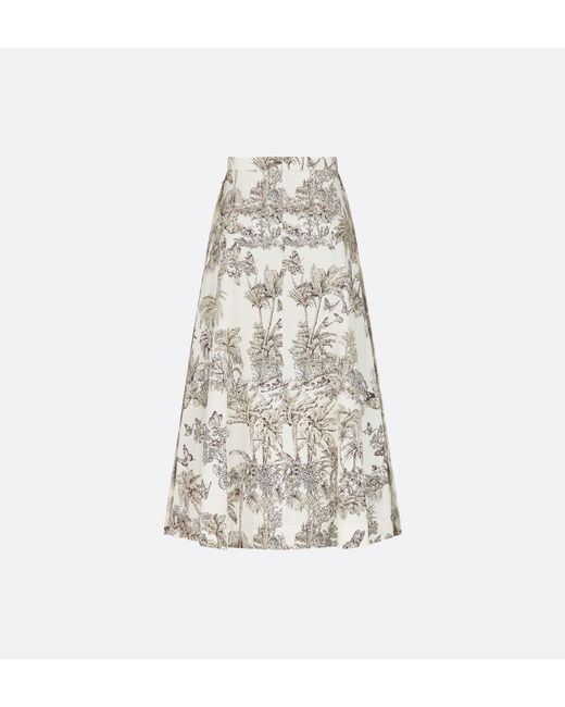 Dior White Iviera Mid-Length Flared Skirt