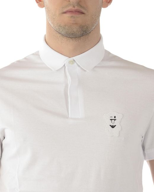 Emporio Armani White Logo Slim Polo Shirt for men