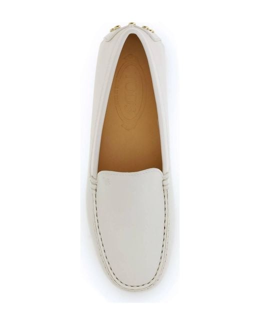 Tod's White Logo Embossed Loafers