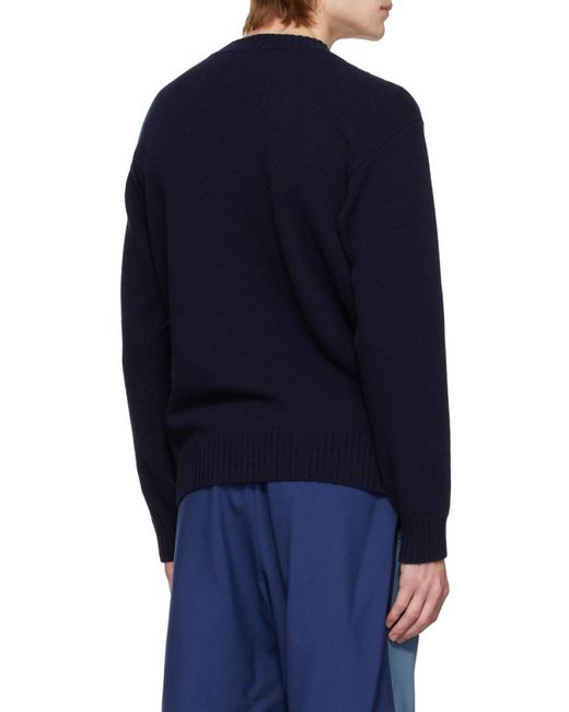 Marni Blue Logo-Knitted Jumper for men