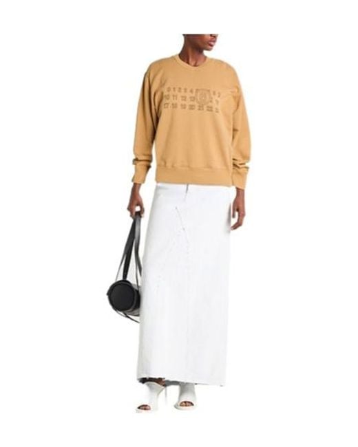 MM6 by Maison Margiela Natural Solid-Color Printed Sweatshirt