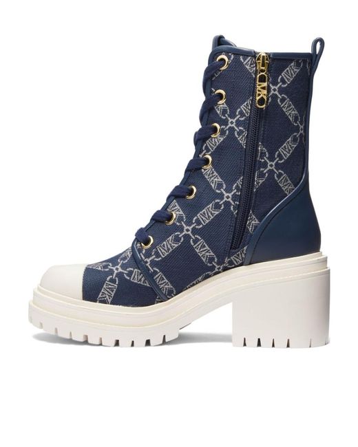 Michael Kors Blue Hanley Chunky-Sole Combat Boots