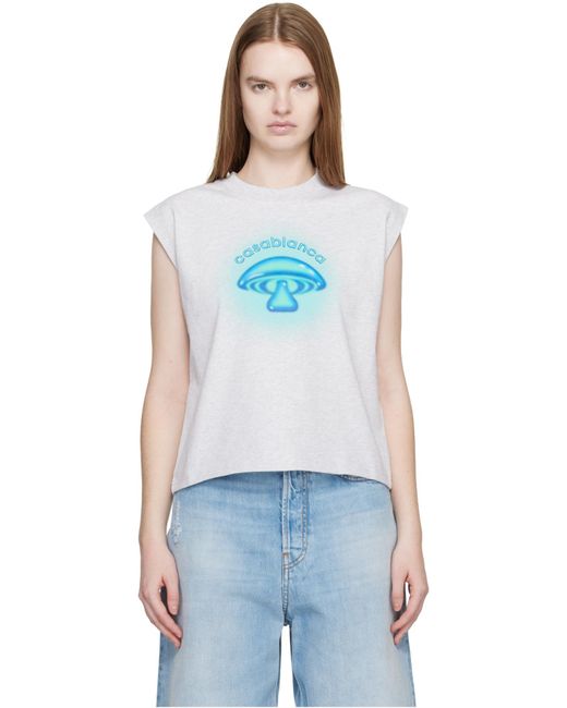 Casablanca Blue Airbrush Mushroom Sleeveless T-Shirt