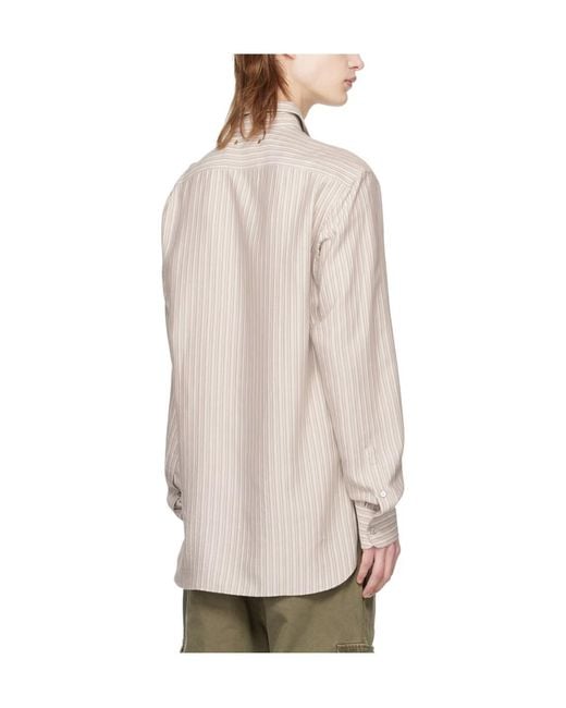 Golden Goose Deluxe Brand Natural Viscose-Blend Linen Shirt With Striped Pattern for men