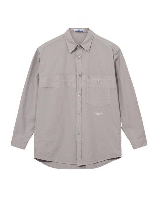 Stone Island Gray Long-Sleeved Shirt for men