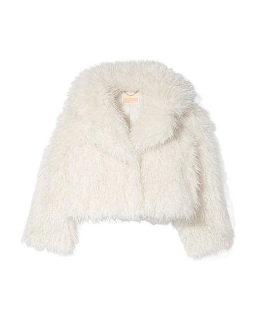 MICHAEL Michael Kors White Cropped Faux Fur Jacket