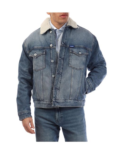Boss Blue Washed Denim Jacket for men