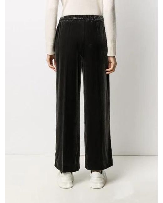 Aspesi Black Velvet Wide-Leg Track Pants