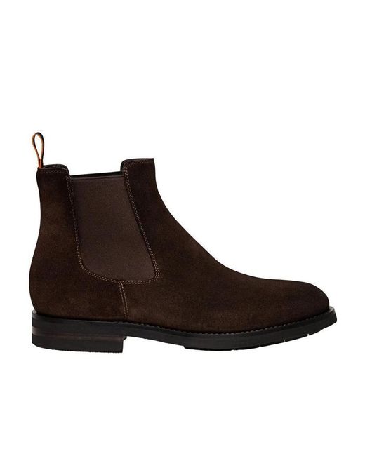 Santoni Brown Enver Chelsea Boots for men