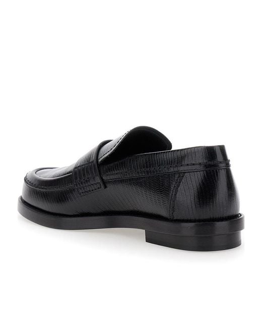 McQueen Black Embossed Slip-On Loafers for men