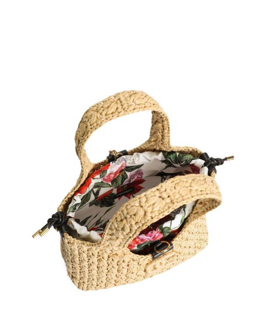 Dolce & Gabbana Metallic Woven-Raffia Tote Bag