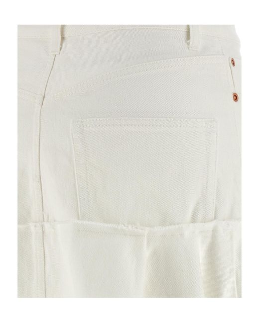 Sacai White Asymmetric Denim Skirt