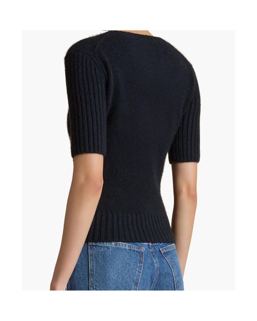 Khaite Blue Mia Short-Sleeved Jumper