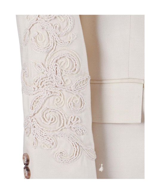 Ermanno Scervino Natural Double-Breasted Suit Jacket