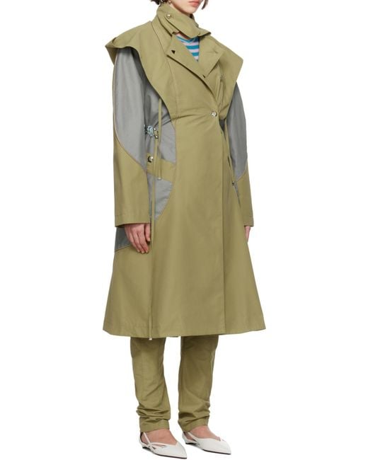 Kiko Kostadinov Green Colour-Block Double-Breasted Coat