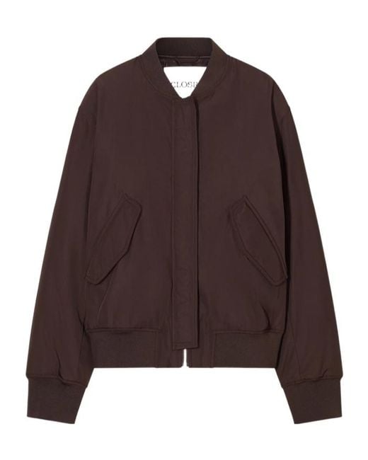 Closed Brown Logo-Patch Bomber Jacket