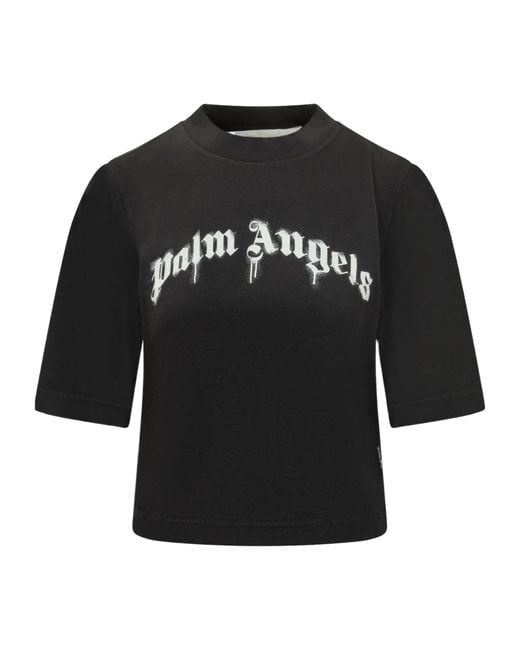 Palm Angels Black Curved Logo Boxy T-Shirt