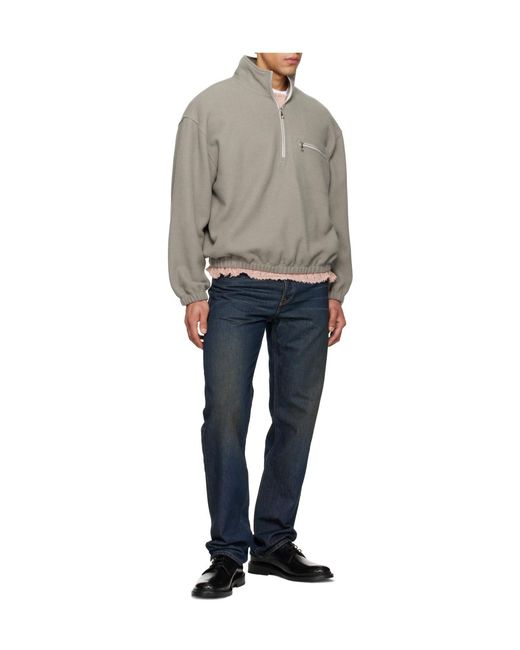 Rier Gray Half-Zip Fleece Sweatshirt for men