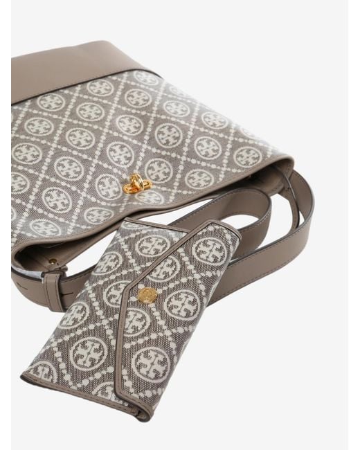 Tory Burch Gray Medium Bucket Shoulder Bag