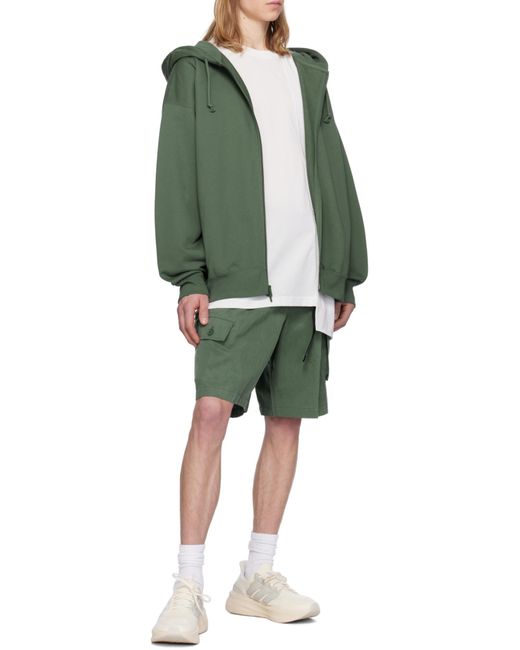 Y-3 Green Twill Cargo Shorts for men