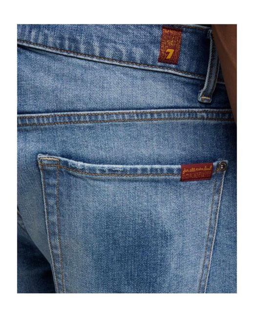 7 For All Mankind Blue Straight-Leg Wide-Leg Jeans for men