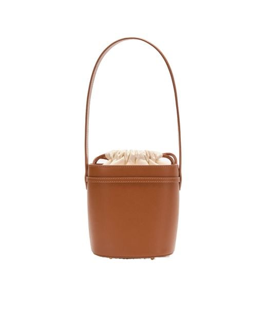 Self-Portrait Brown Bow Drawstring Bucket Bag