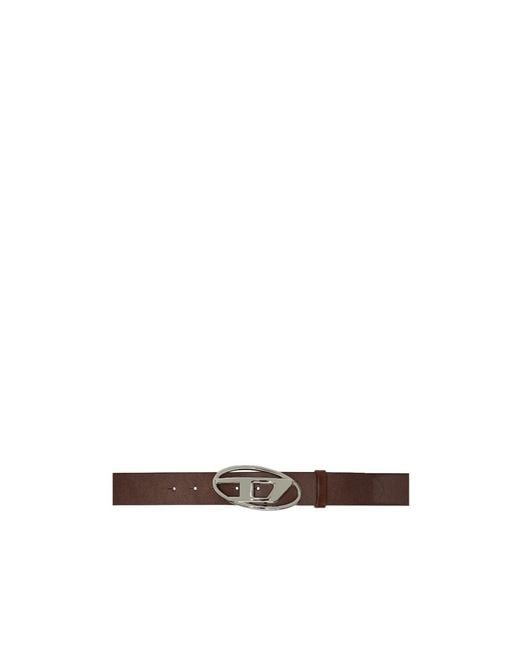 DIESEL White B-1Dr Logo Plaque Buckled Belt