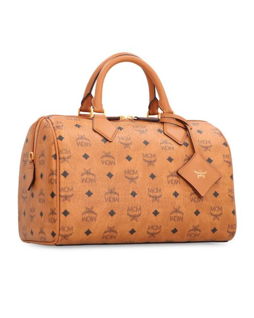 MCM Brown Logo Printed Tote Bag