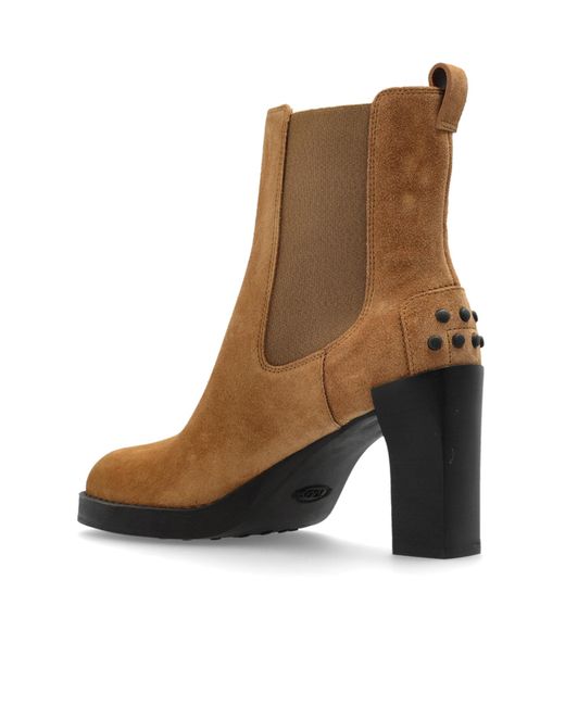 Tod's Brown Heeled Chelsea Ankle Boots