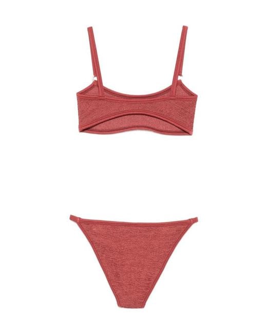 Hunza G Red Iris Two-Piece Crinkle Bikini Set