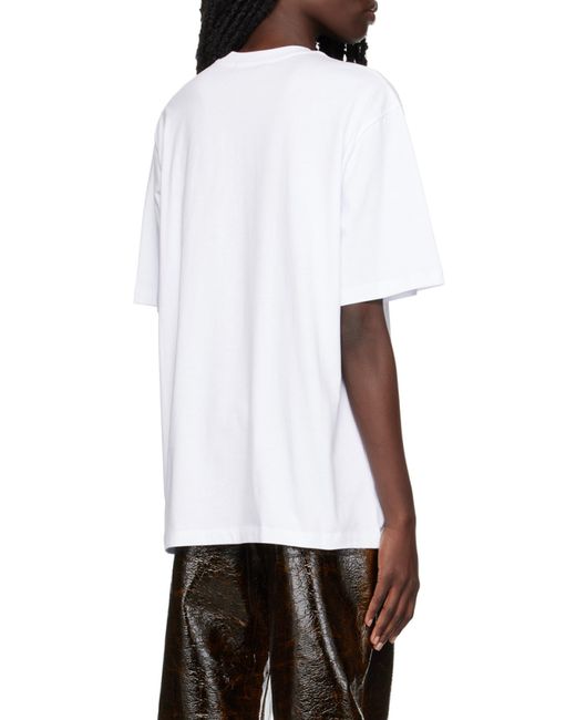 MSGM White 'Space Cat' Designs Cotton T-Shirt With Round Neck