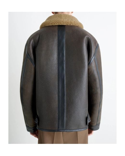Lemaire Black Shearling-Trim Jacket for men