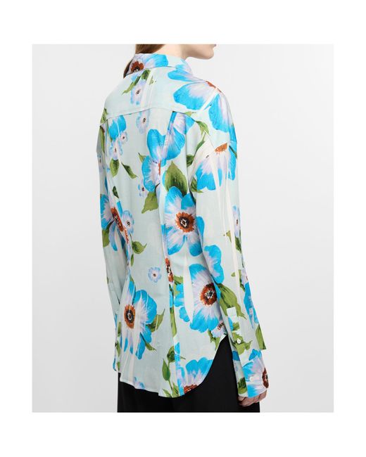 Acne Blue Floral-Print Shirt