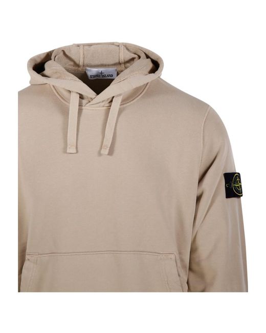 Stone Island Gray Compass Patch Drawstring Hoodie for men