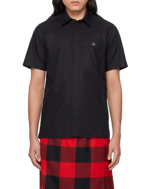 Vivienne Westwood Black Orb Embroidered Short-Sleeved Shirt for men