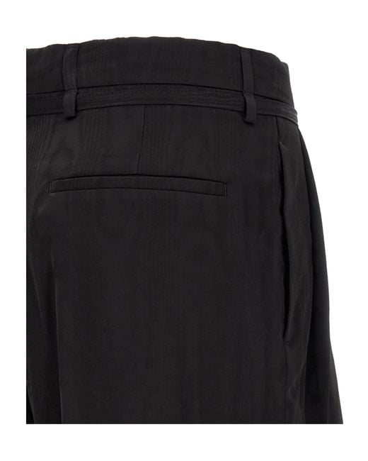 Dries Van Noten Black Belted Moiré Pants